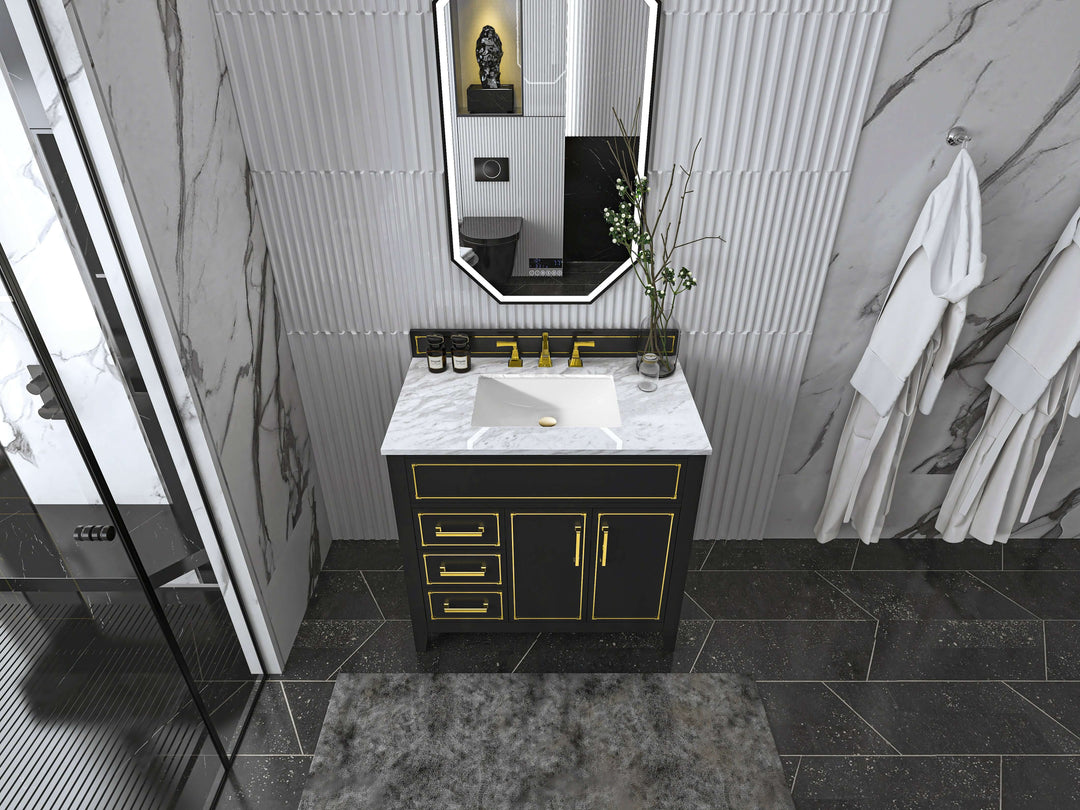 Aspen Handcrafted Birch Vanity with Marble Top & Steel Trims