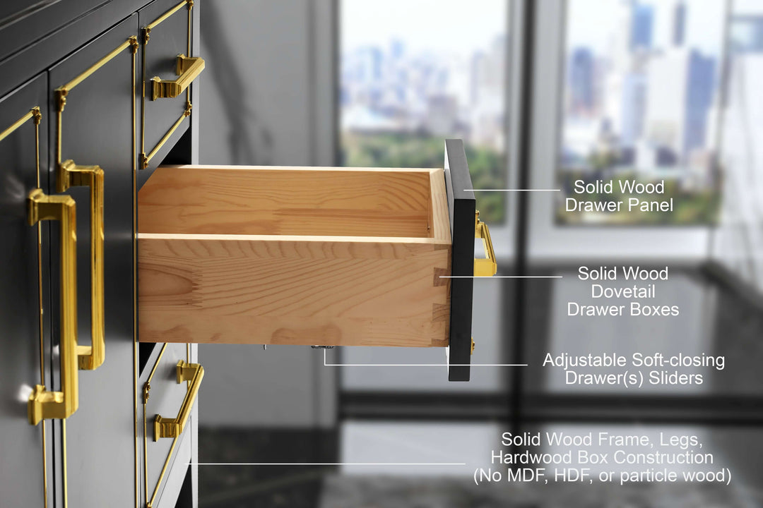 Aspen Handcrafted Birch Vanity with Marble Top & Steel Trims