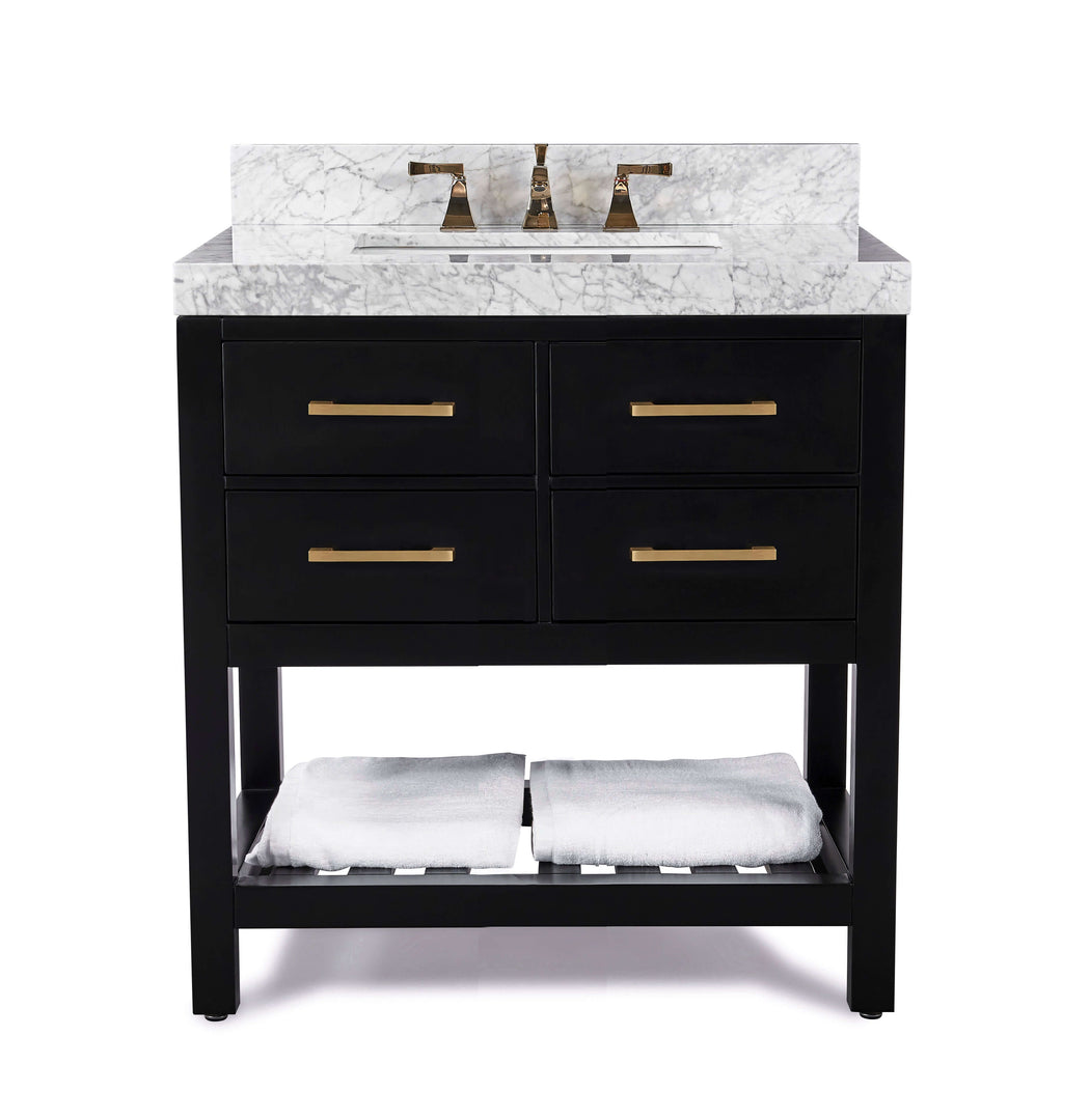 Elizabeth Transitional Handcrafted Vanity with Marble or Quartz Top