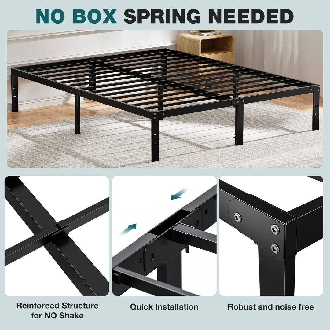Twin to King Metal Bed Frame with Storage, 350 lbs Capacity