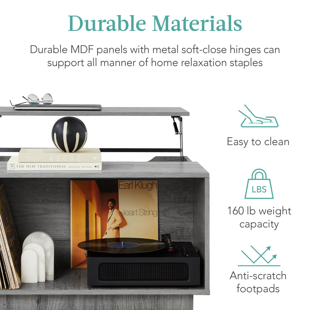 Square Rustic Modern Lift Top Coffee Table with Cubby