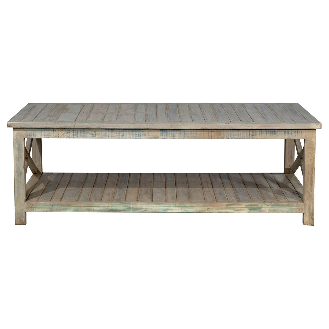 Coastal Reclaimed Wood Coffee Table – Distressed White, 59"