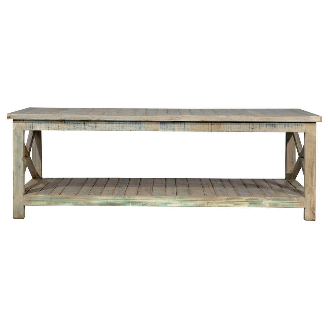 Coastal Reclaimed Wood Coffee Table – Distressed White, 59"