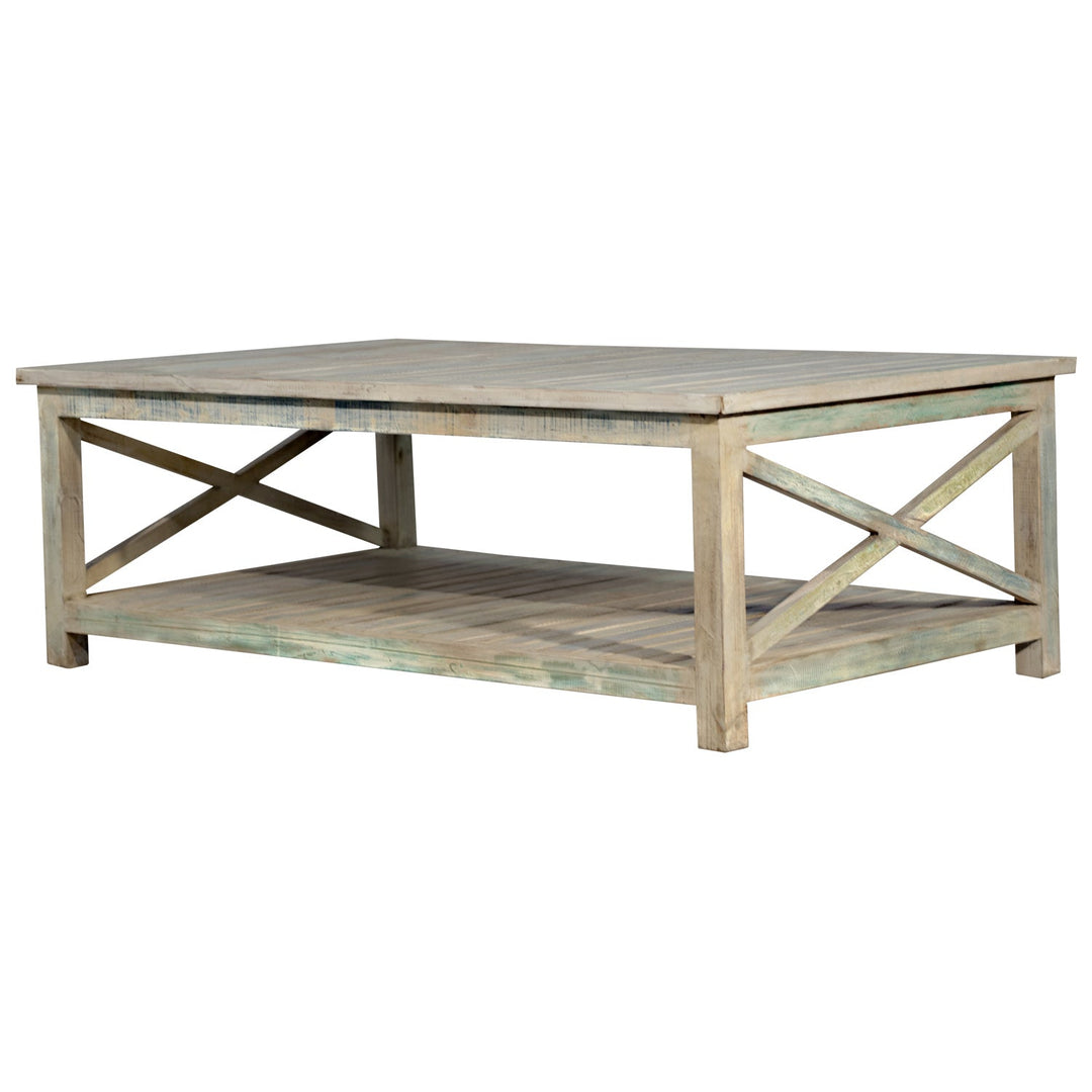 Coastal Reclaimed Wood Coffee Table – Distressed White, 59"