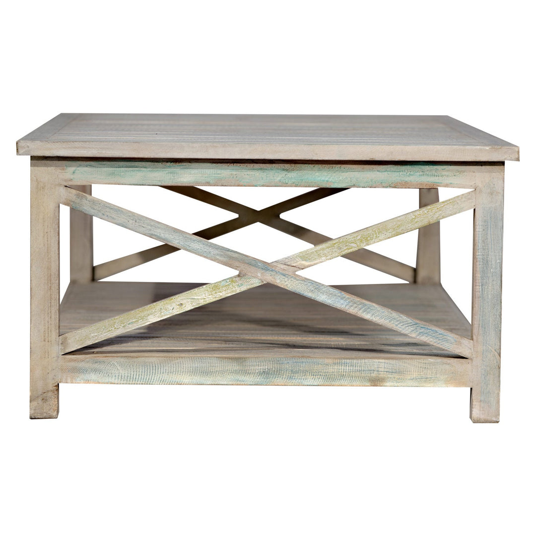 Coastal Reclaimed Wood Coffee Table – Distressed White, 59"