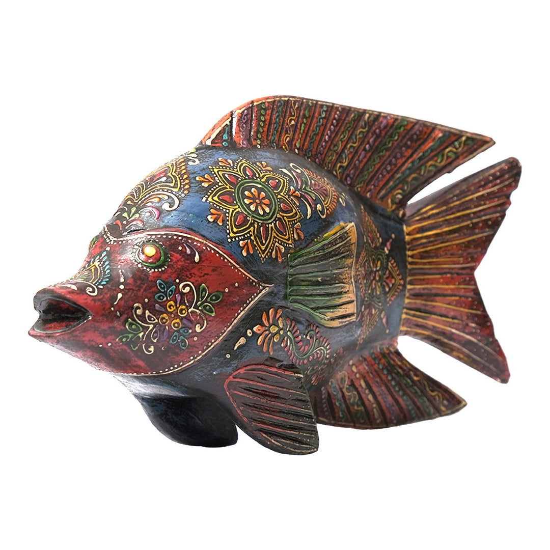 Hand-Painted Wooden Fish Décor – 12" Tabletop Accent