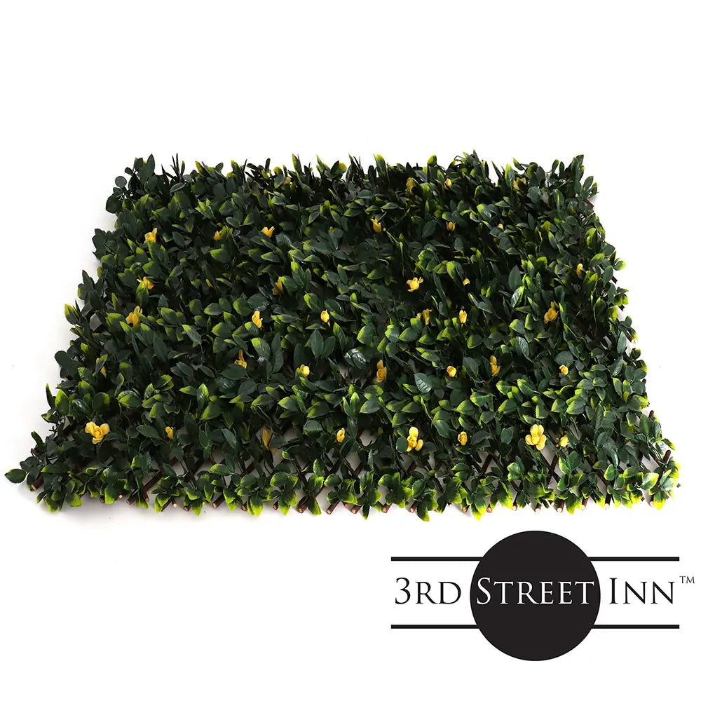 Yellow Rose Rattan Greenery Trellis - Expandable Faux Lattice