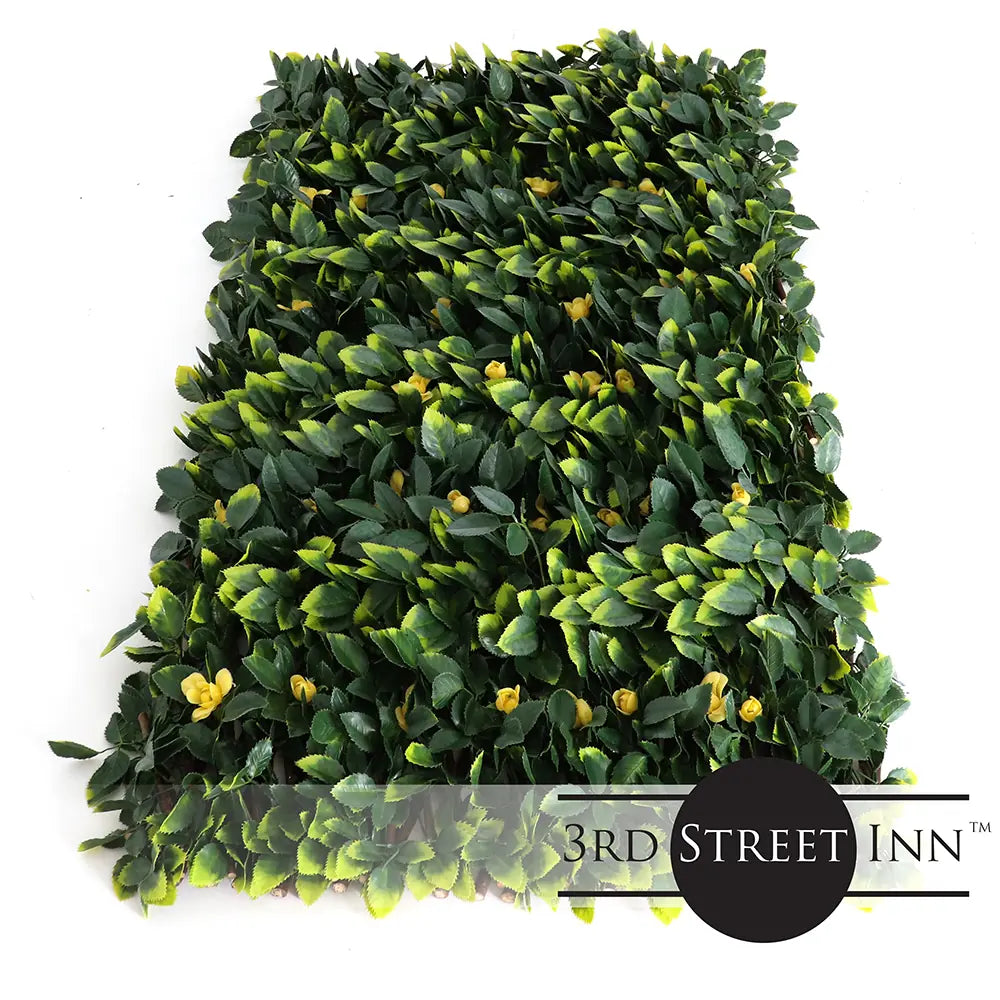 Yellow Rose Rattan Greenery Trellis - Expandable Faux Lattice