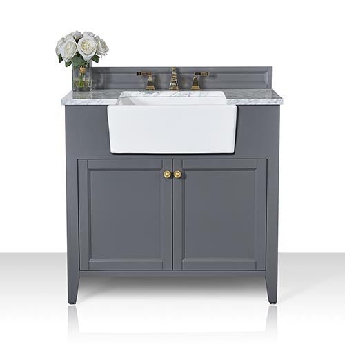 Adeline Farmhouse Vanity with Carrara Marble Top & Apron Sink