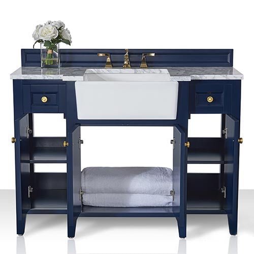 Adeline Farmhouse Vanity with Carrara Marble Top & Apron Sink