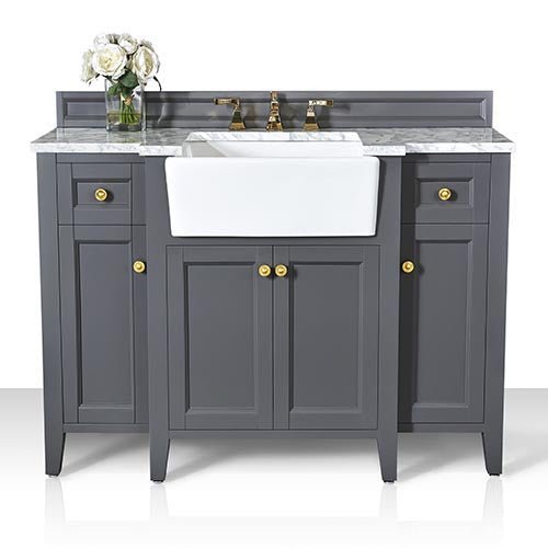 Adeline Farmhouse Vanity with Carrara Marble Top & Apron Sink