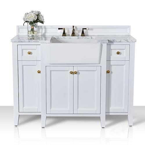 Adeline Farmhouse Vanity with Carrara Marble Top & Apron Sink