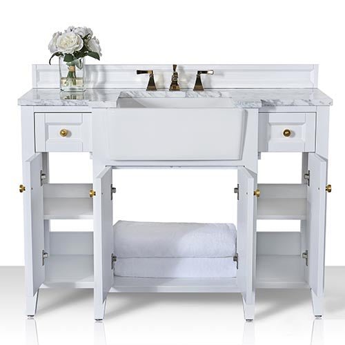 Adeline Farmhouse Vanity with Carrara Marble Top & Apron Sink