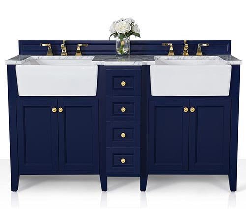 Adeline Farmhouse Vanity with Carrara Marble Top & Apron Sink