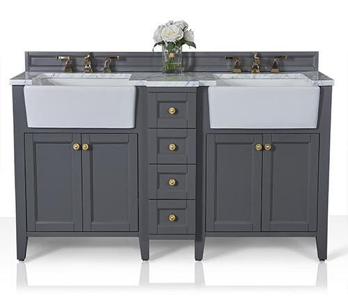 Adeline Farmhouse Vanity with Carrara Marble Top & Apron Sink