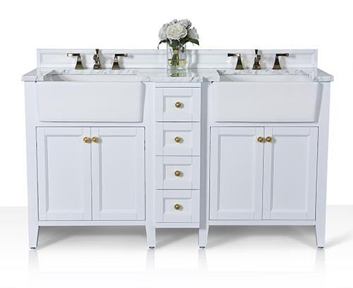Adeline Farmhouse Vanity with Carrara Marble Top & Apron Sink