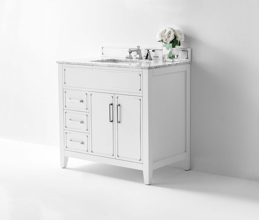 Aspen Handcrafted Birch Vanity with Marble Top & Steel Trims