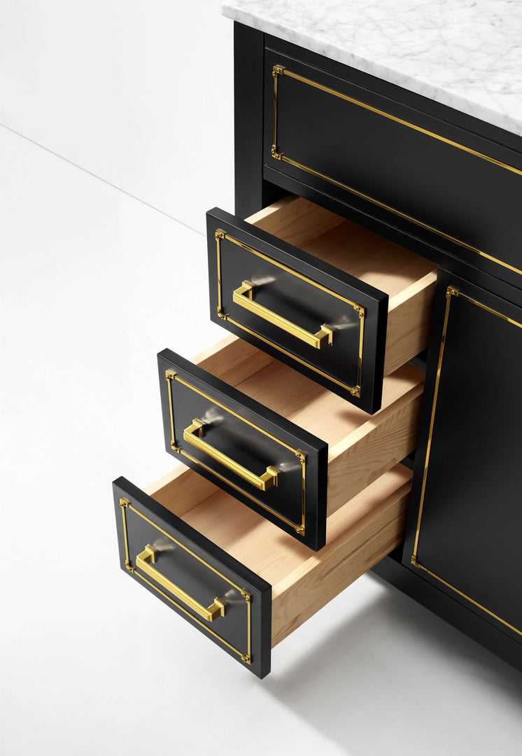 Aspen Handcrafted Birch Vanity with Marble Top & Steel Trims