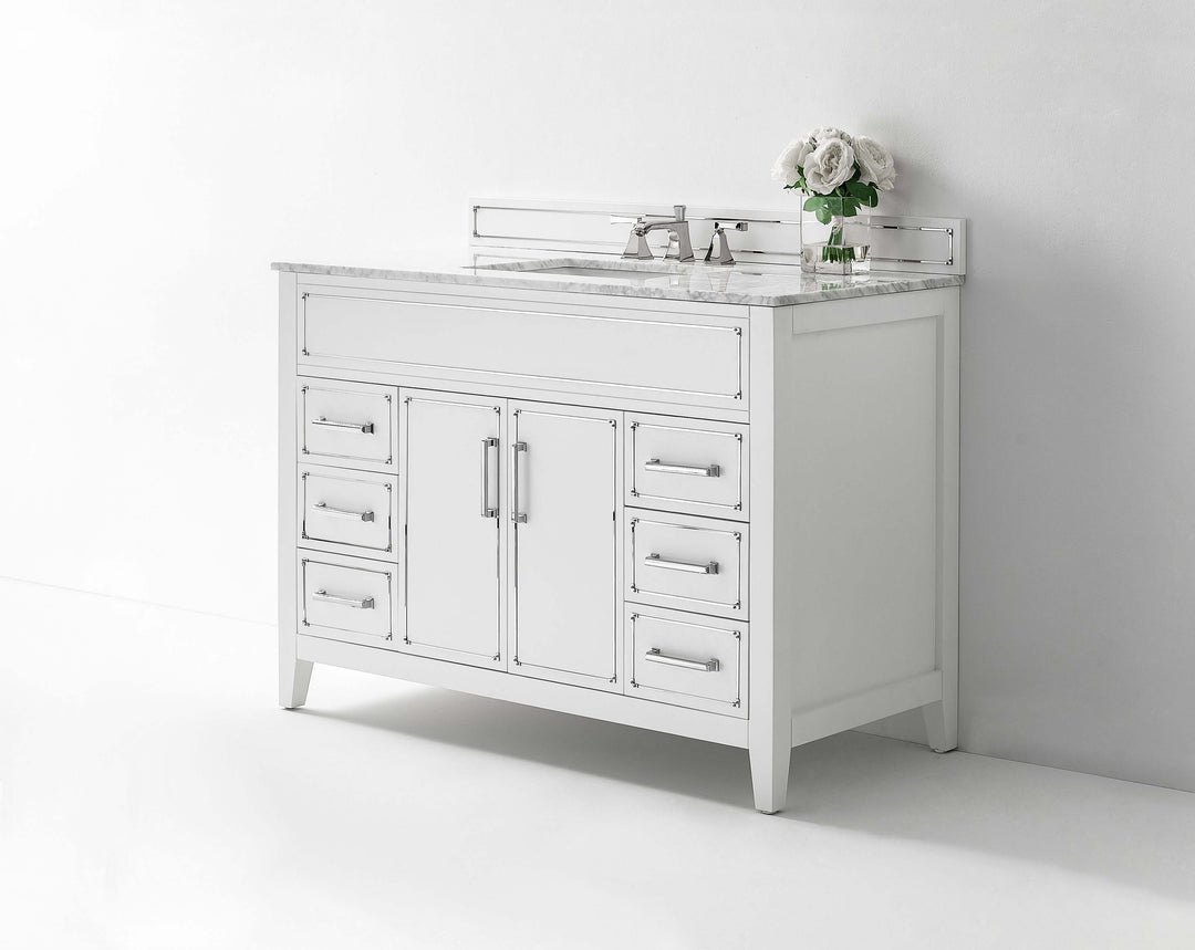 Aspen Handcrafted Birch Vanity with Marble Top & Steel Trims