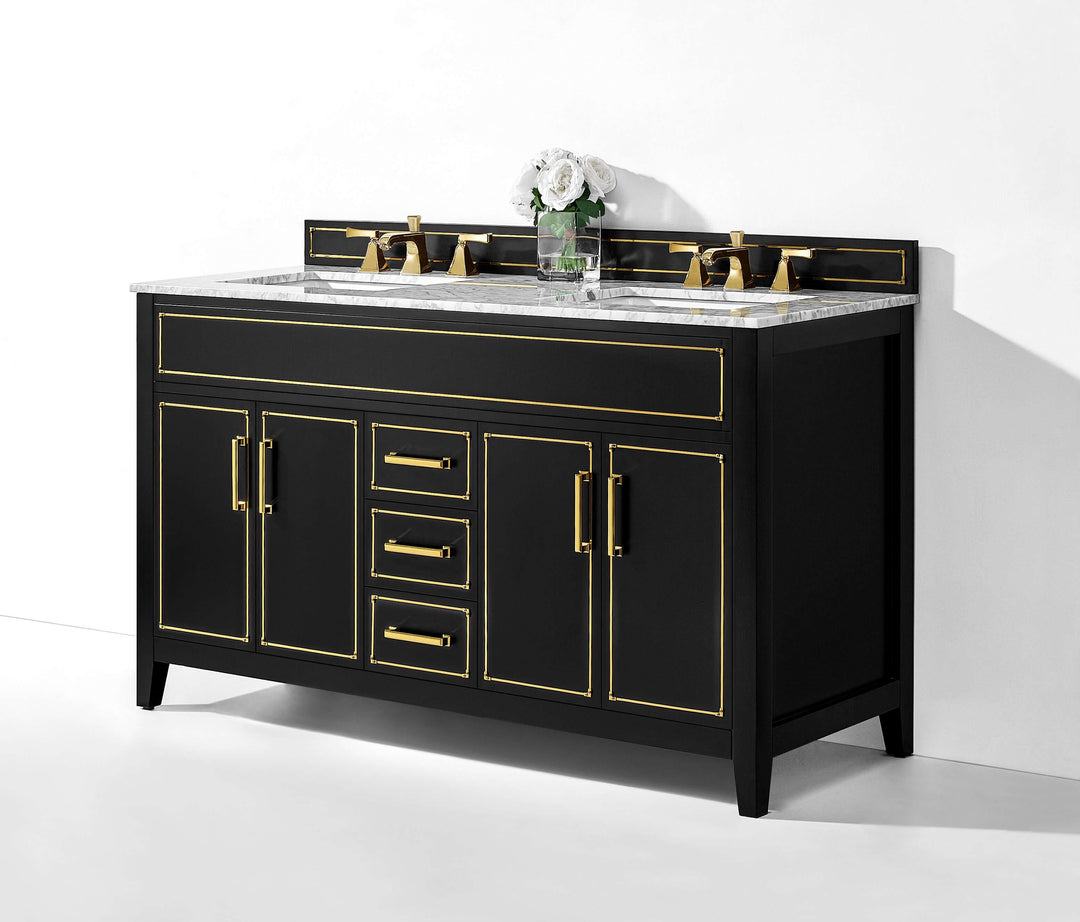 Aspen Handcrafted Birch Vanity with Marble Top & Steel Trims