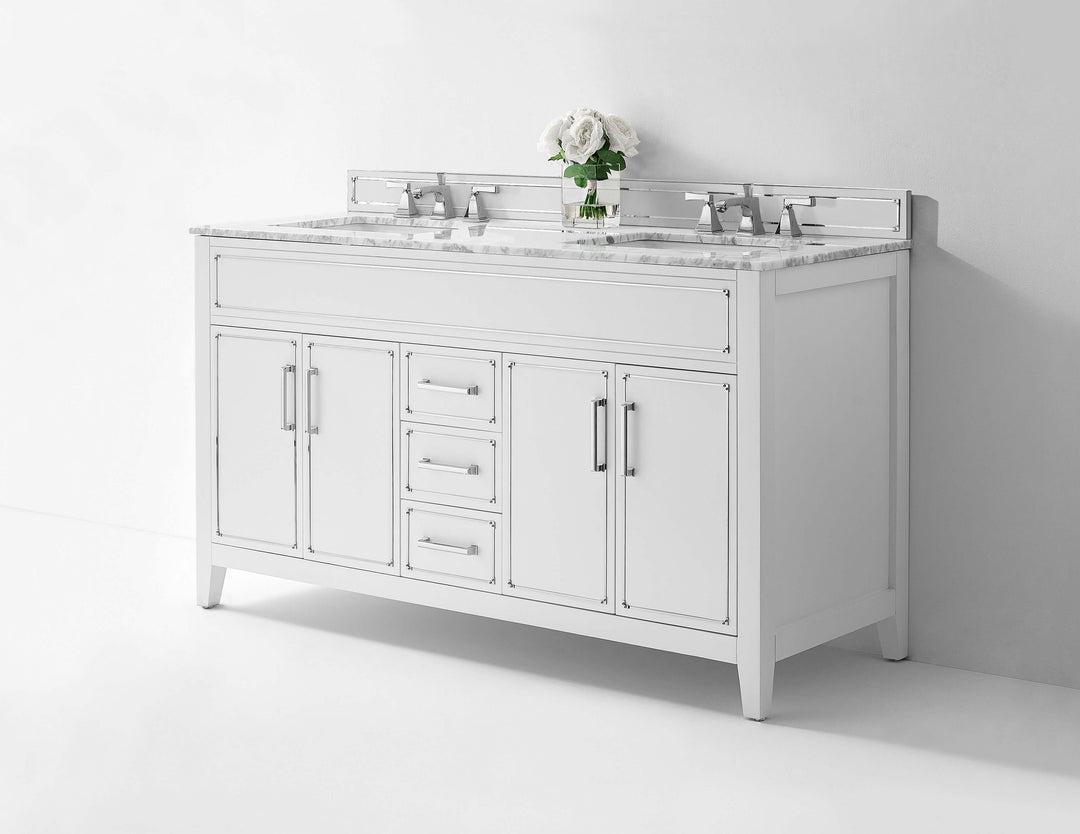Aspen Handcrafted Birch Vanity with Marble Top & Steel Trims
