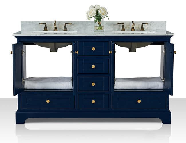 Audrey French Classic Handcrafted Vanity with Marble or Quartz Top