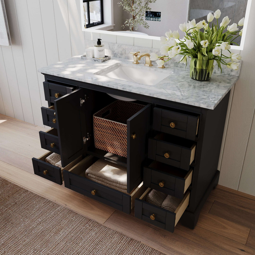 Audrey French Classic Handcrafted Vanity with Marble or Quartz Top