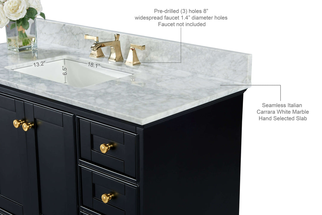 Audrey French Classic Handcrafted Vanity with Marble or Quartz Top