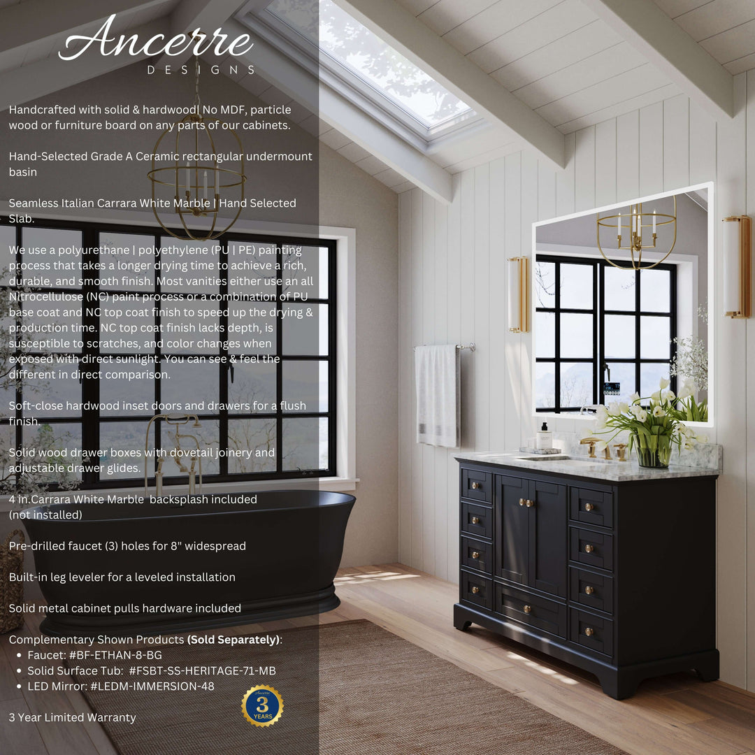 Audrey French Classic Handcrafted Vanity with Marble or Quartz Top