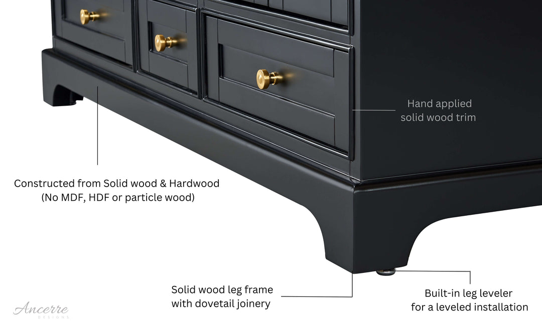 Audrey French Classic Handcrafted Vanity with Marble or Quartz Top