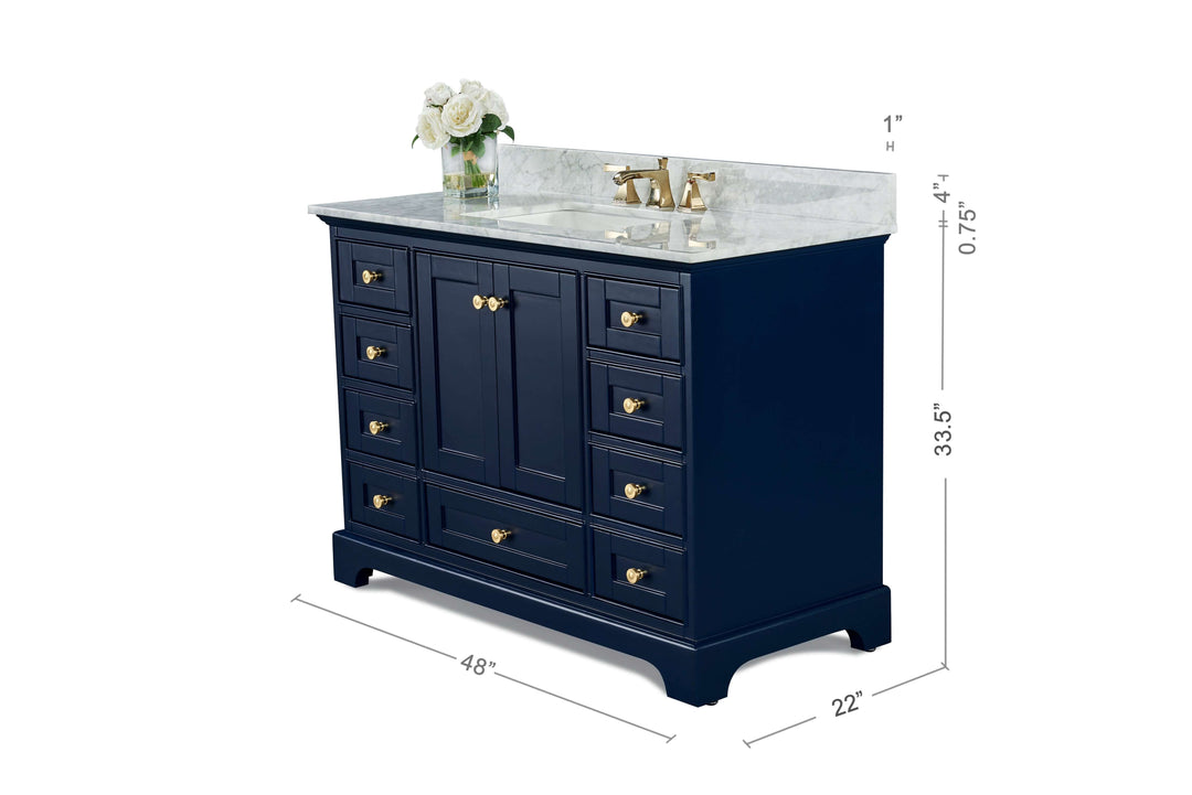 Audrey French Classic Handcrafted Vanity with Marble or Quartz Top
