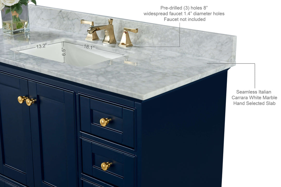 Audrey French Classic Handcrafted Vanity with Marble or Quartz Top