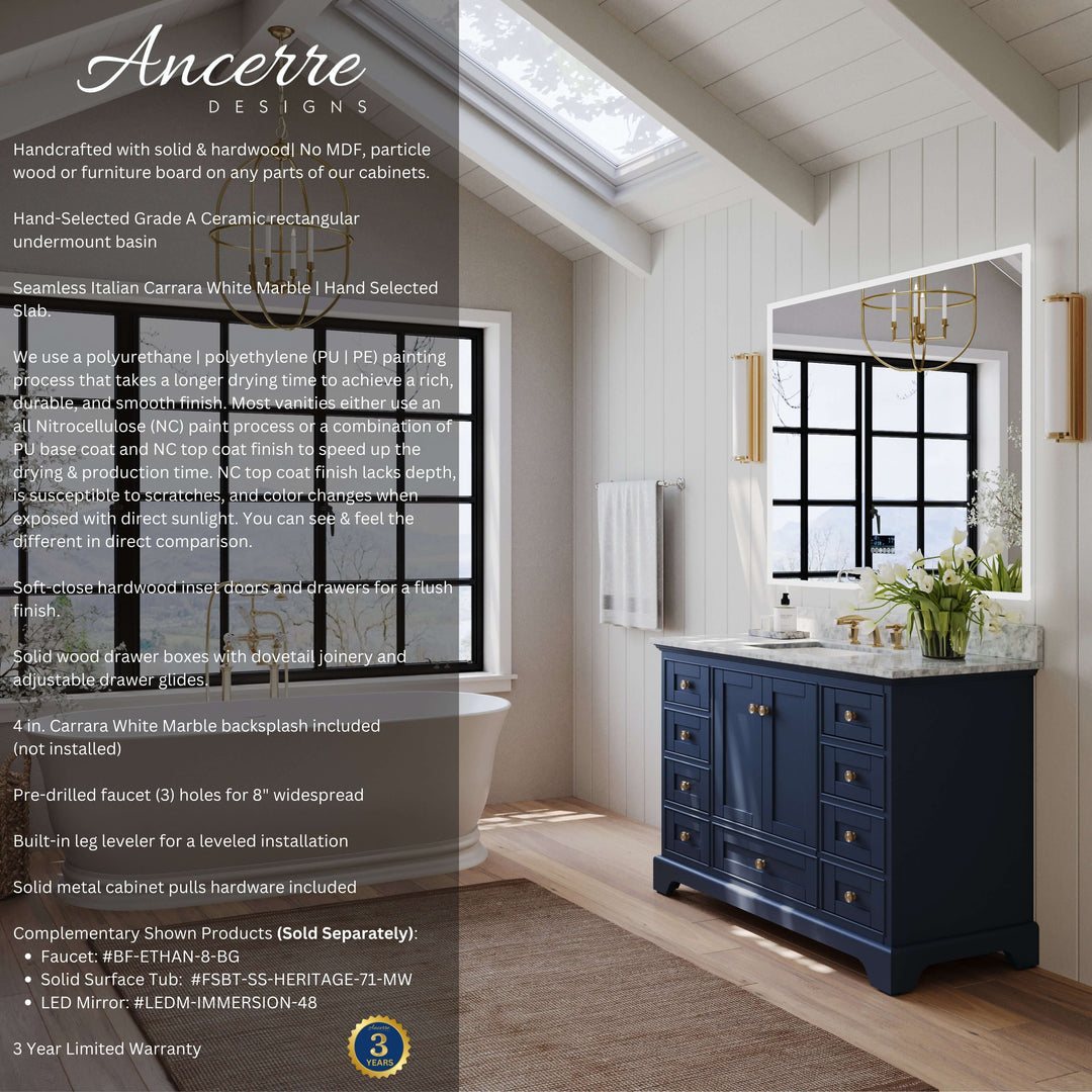 Audrey French Classic Handcrafted Vanity with Marble or Quartz Top