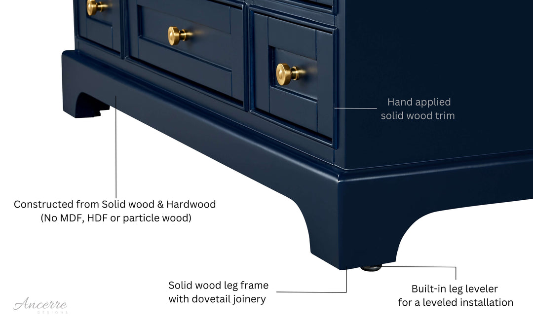 Audrey French Classic Handcrafted Vanity with Marble or Quartz Top