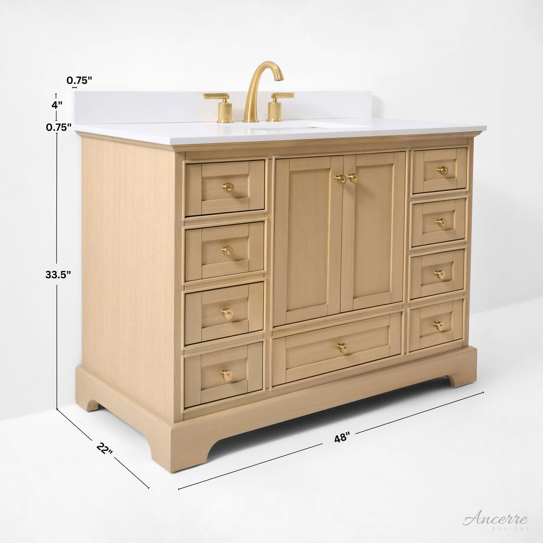 Audrey French Classic Handcrafted Vanity with Marble or Quartz Top