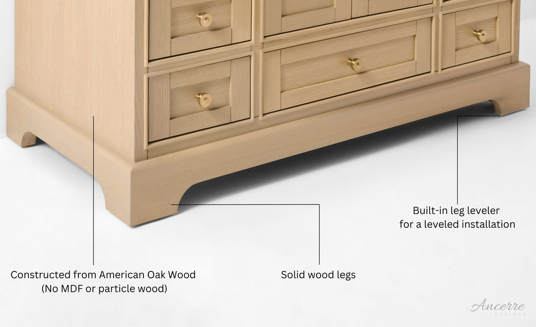 Audrey French Classic Handcrafted Vanity with Marble or Quartz Top