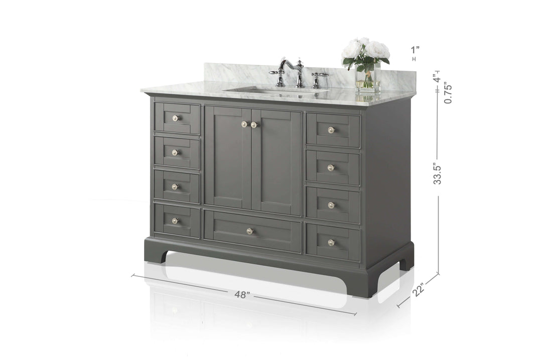 Audrey French Classic Handcrafted Vanity with Marble or Quartz Top