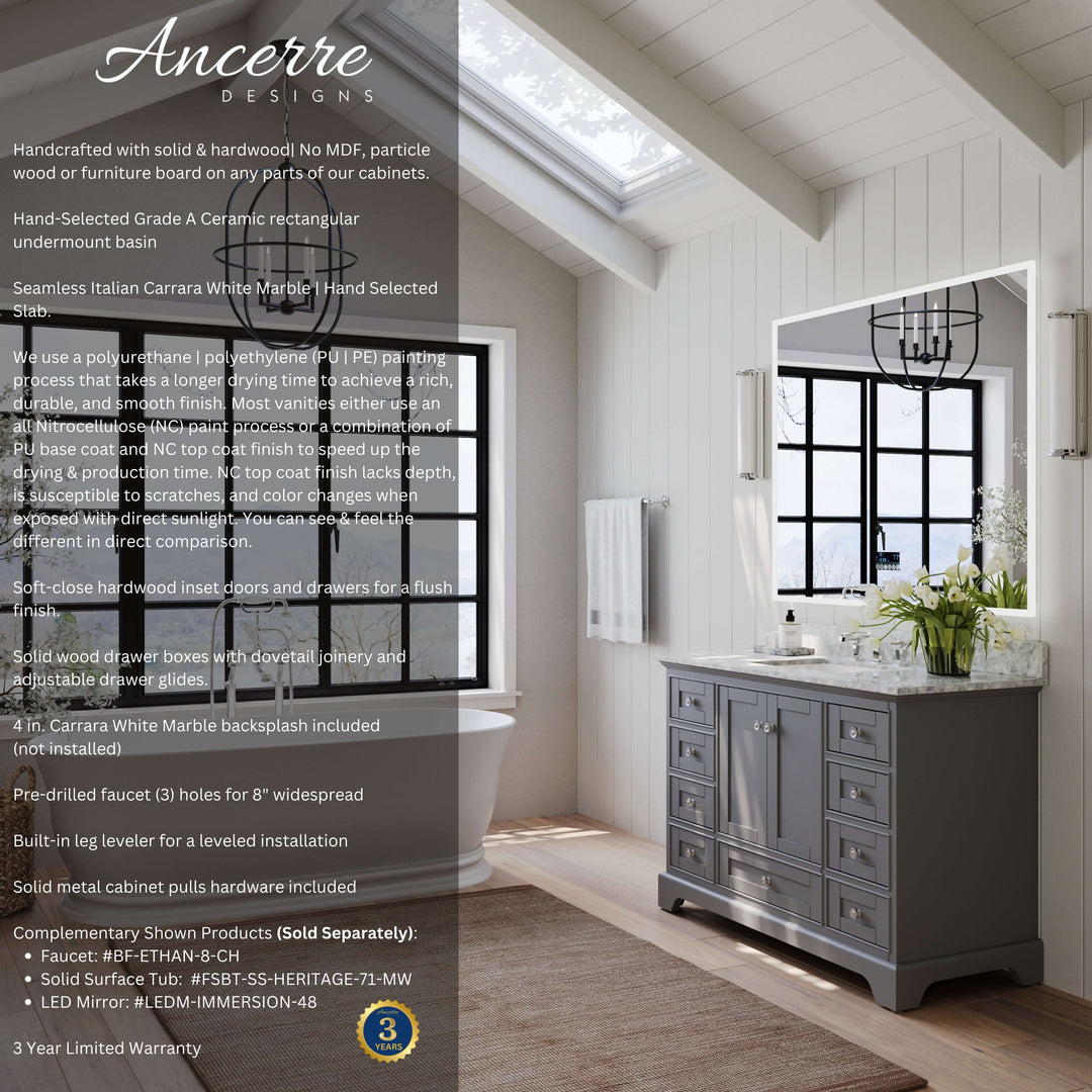 Audrey French Classic Handcrafted Vanity with Marble or Quartz Top