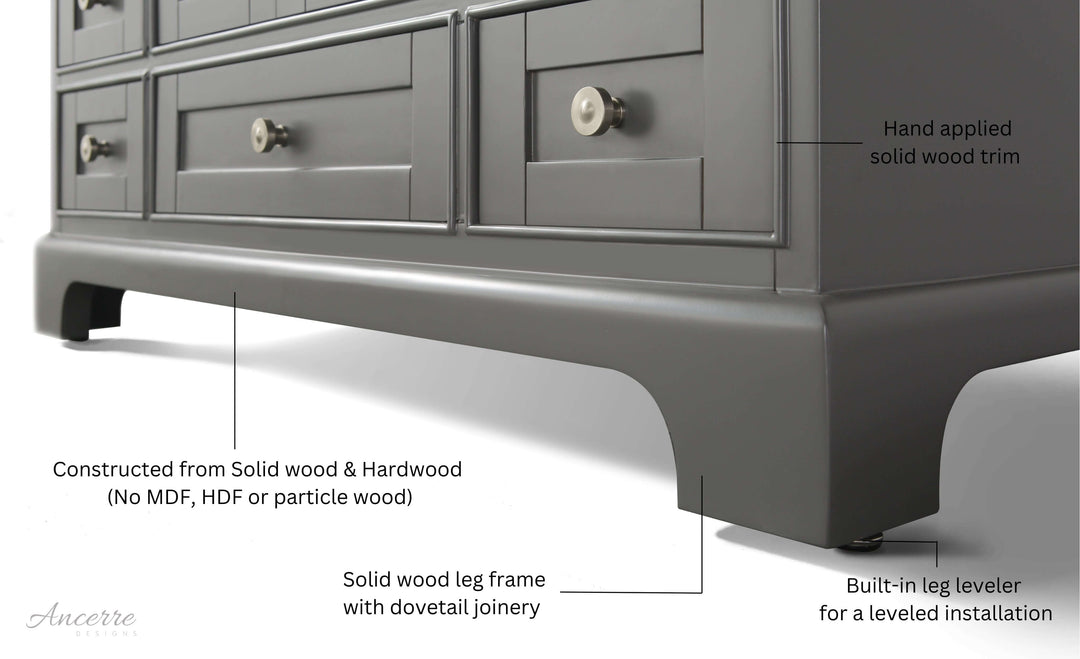 Audrey French Classic Handcrafted Vanity with Marble or Quartz Top