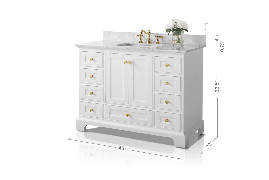 Audrey French Classic Handcrafted Vanity with Marble or Quartz Top