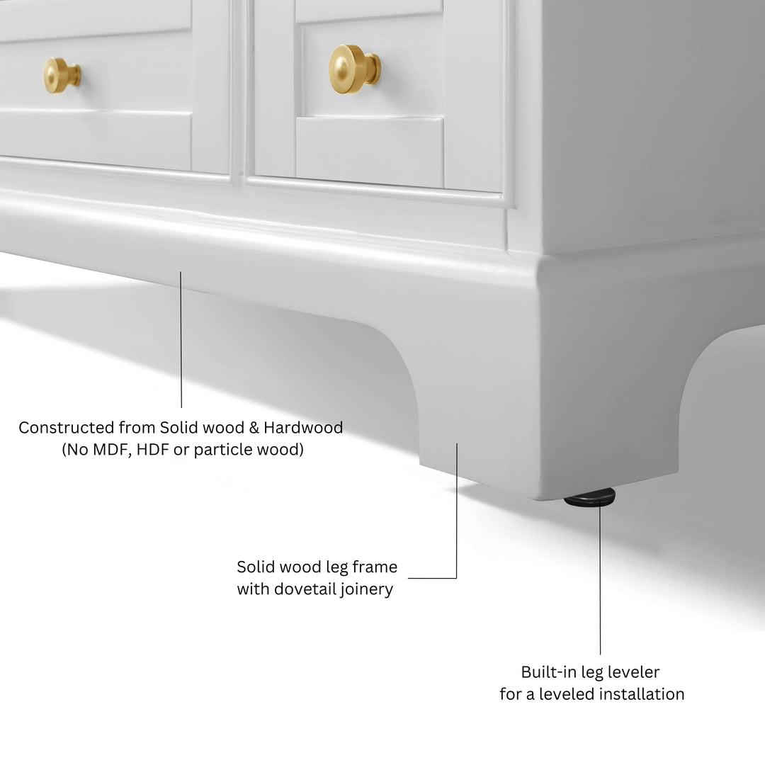 Audrey French Classic Handcrafted Vanity with Marble or Quartz Top