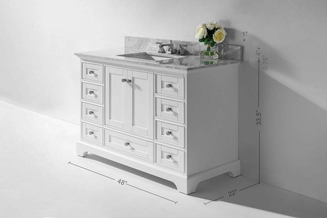 Audrey French Classic Handcrafted Vanity with Marble or Quartz Top