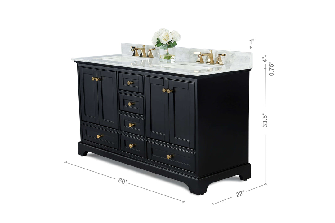 Audrey French Classic Handcrafted Vanity with Marble or Quartz Top