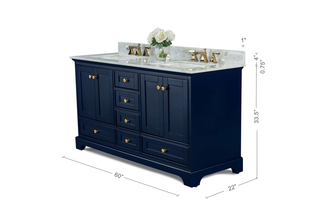 Audrey French Classic Handcrafted Vanity with Marble or Quartz Top