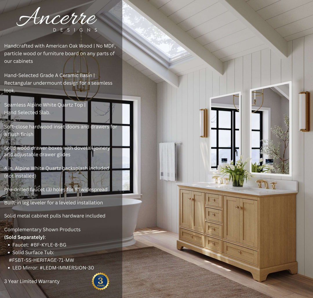 Audrey French Classic Handcrafted Vanity with Marble or Quartz Top