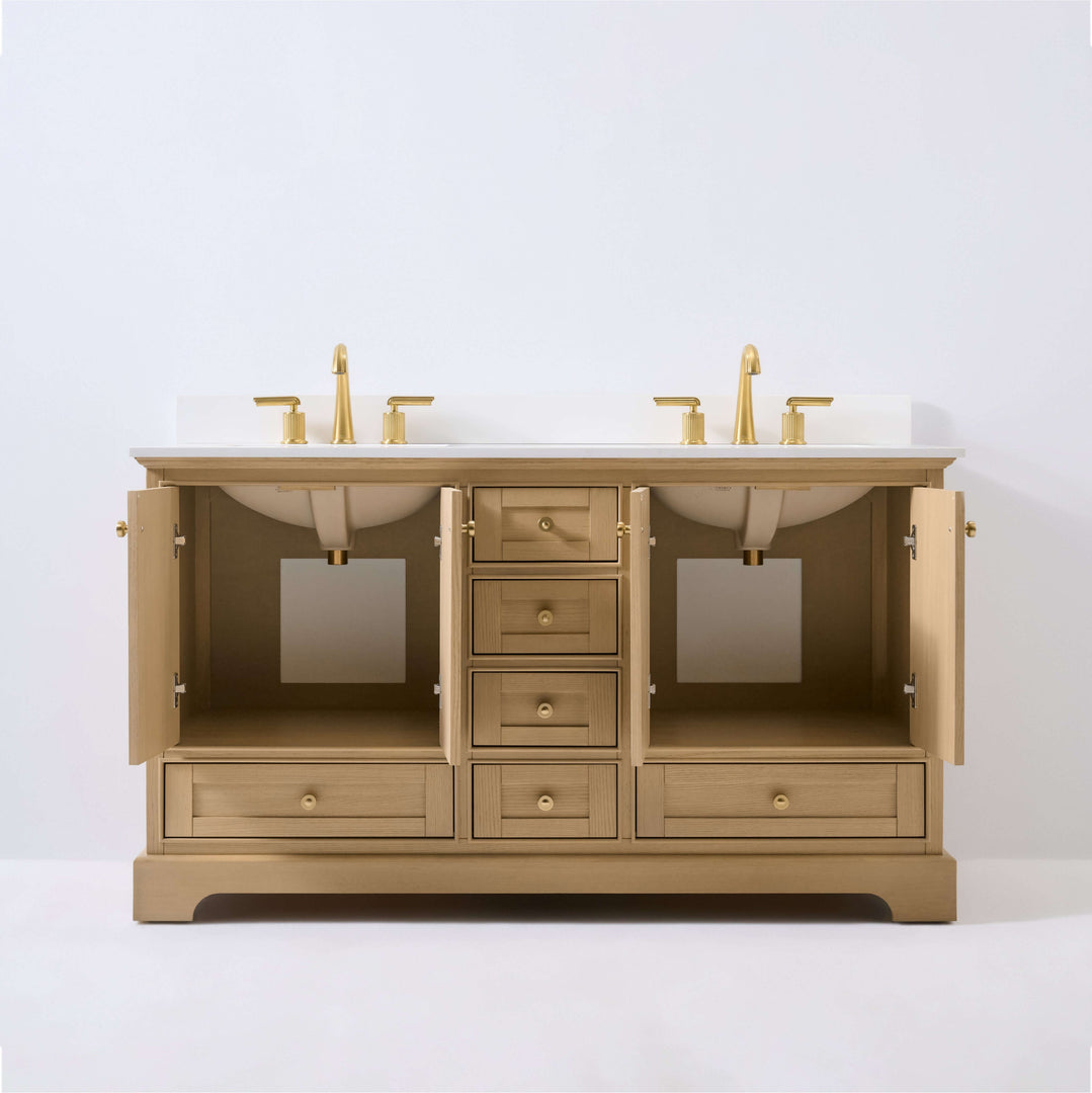 Audrey French Classic Handcrafted Vanity with Marble or Quartz Top