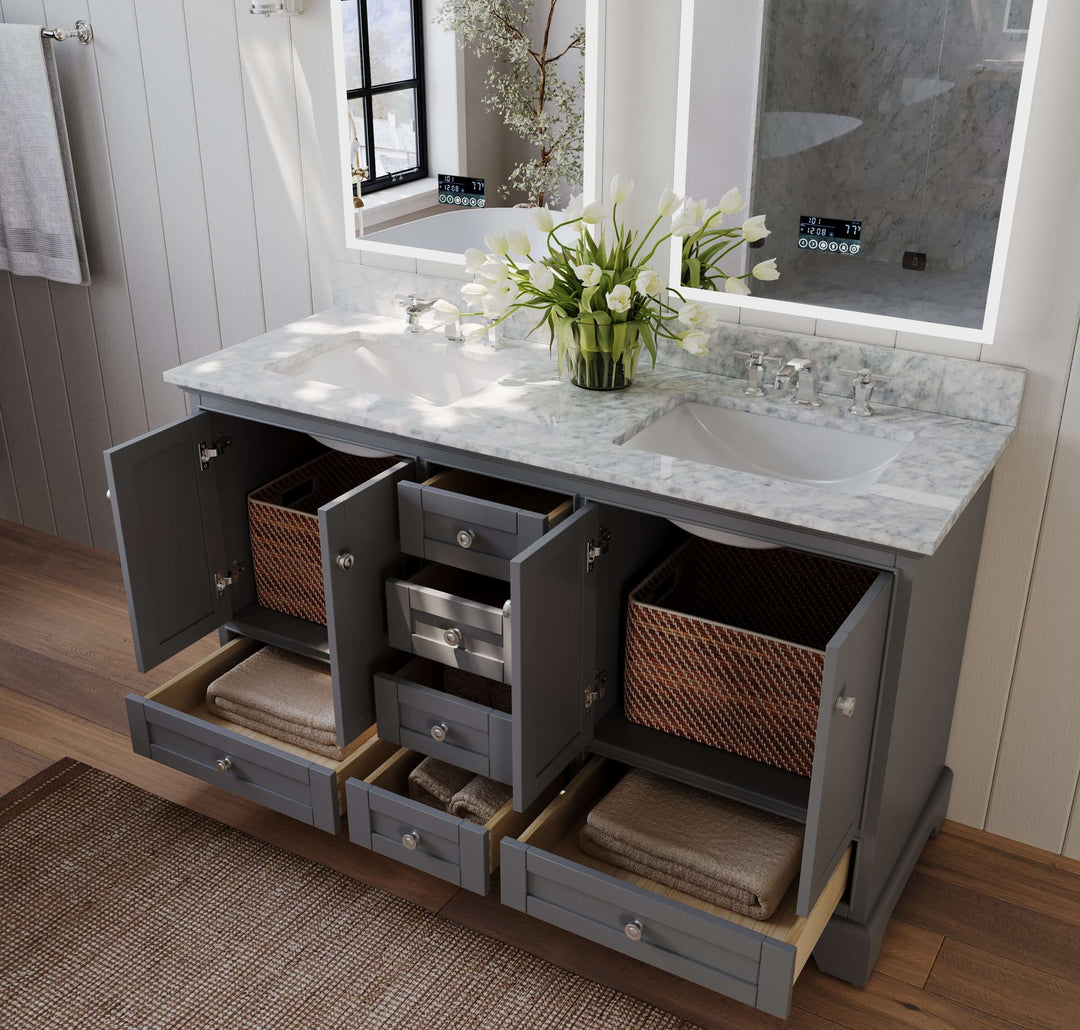 Audrey French Classic Handcrafted Vanity with Marble or Quartz Top