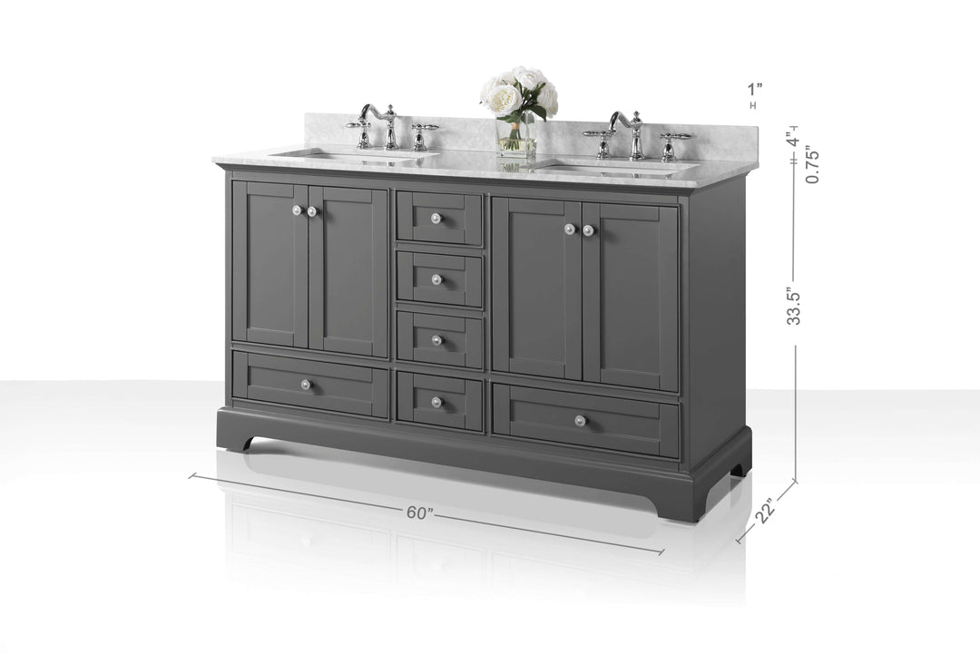 Audrey French Classic Handcrafted Vanity with Marble or Quartz Top