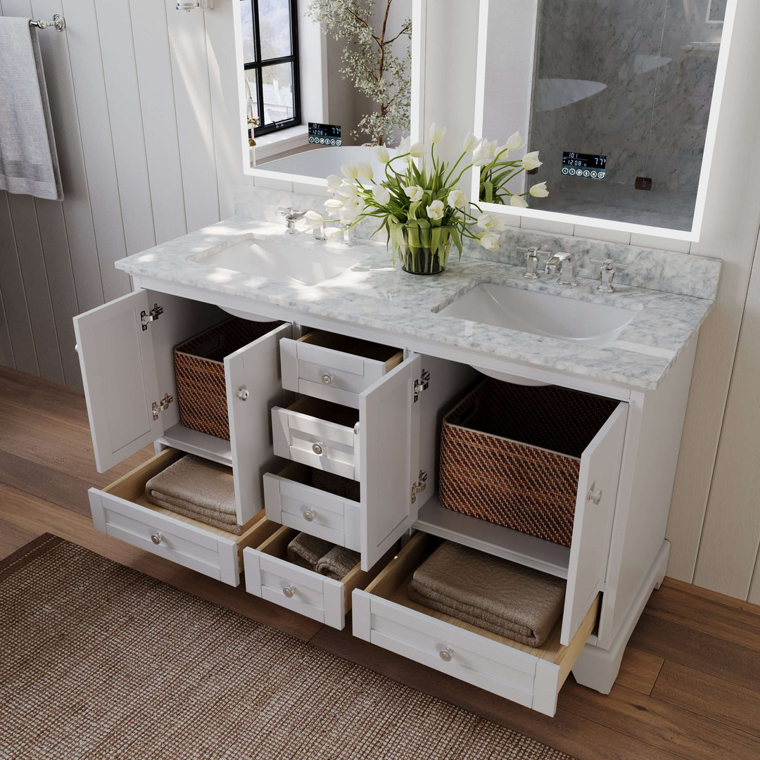 Audrey French Classic Handcrafted Vanity with Marble or Quartz Top