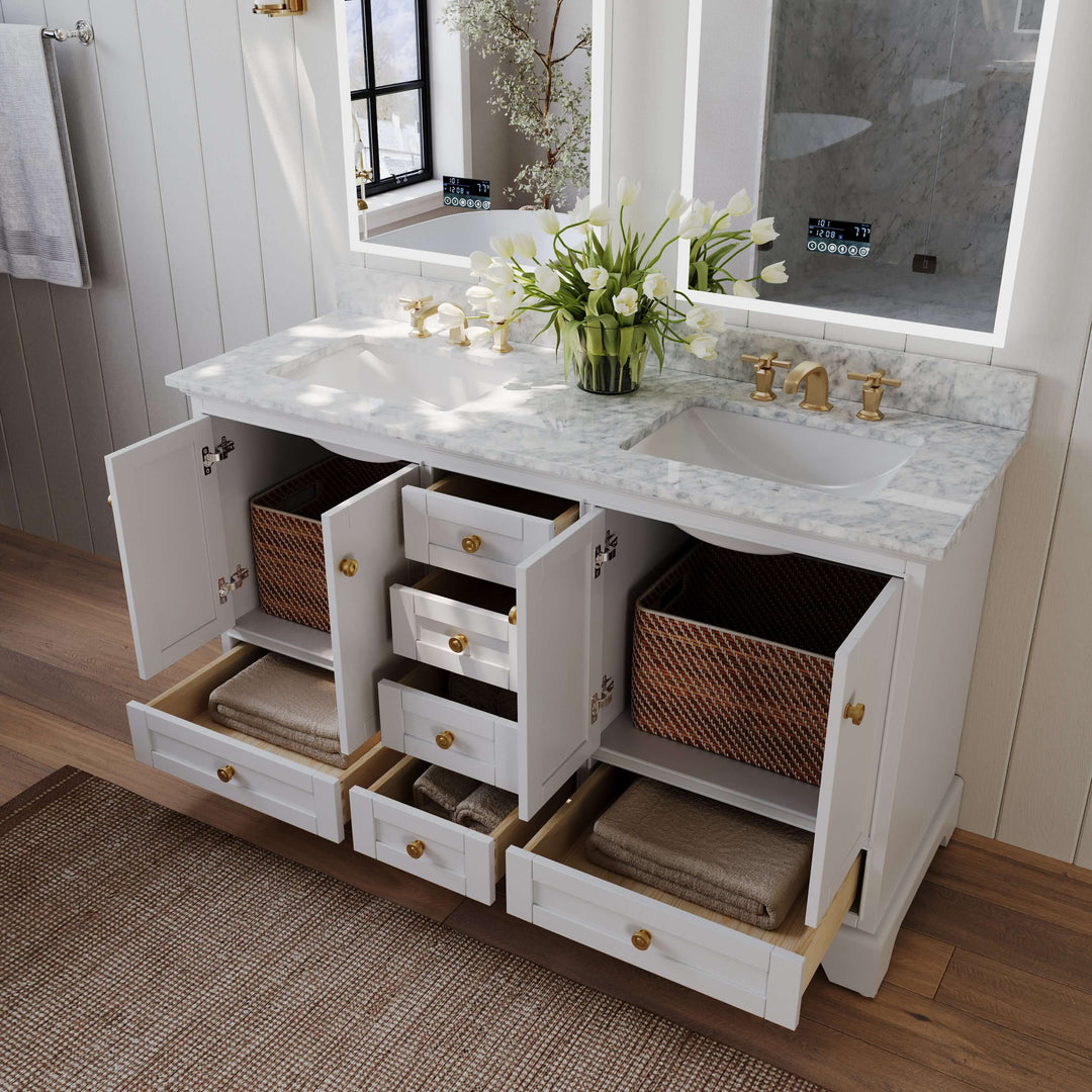 Audrey French Classic Handcrafted Vanity with Marble or Quartz Top